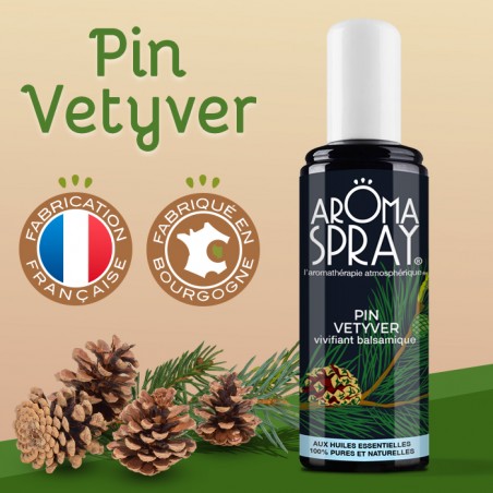 Aromaspray Pin Vétyver -Désodorise et purifie l'air Ambiant