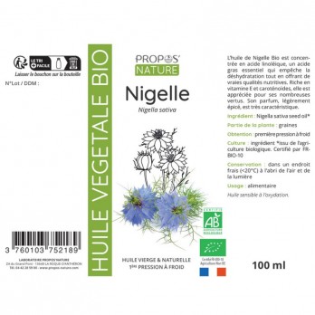 Huile végétale Bio de Nigelle(cumin noir)100 ml